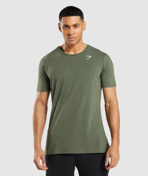 Men's Gymshark Essential T-Shirts Olive | NZ 8QULSX